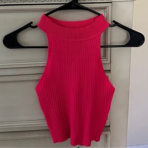 hot pink seamless high neck tank